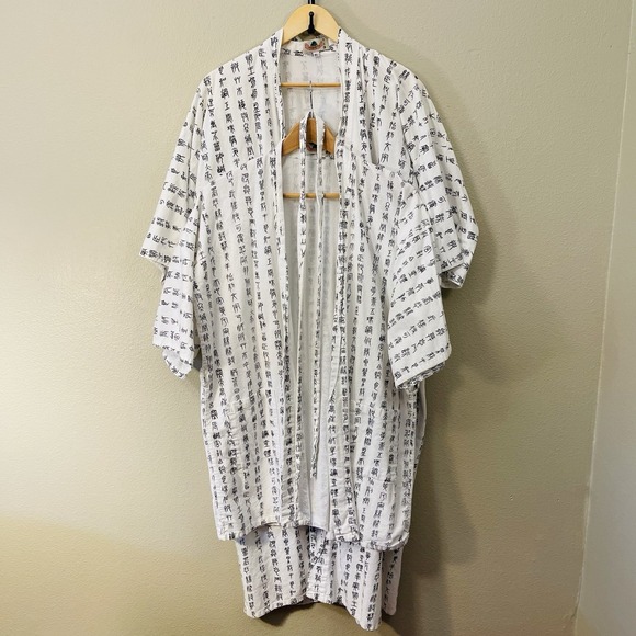 Source Unknown Other - Kimono Traditional Japanese Yukata Robe & Top Cotton Onsen Spa Wear Asian XL/L